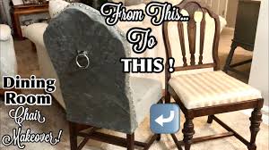 It's a fun way to refresh or update old furniture, and doesn't take much time at all! Dining Room Chair Makeover How To Reupholster Dining Room Chairs With Chair Back Pulls Nail Studs Youtube