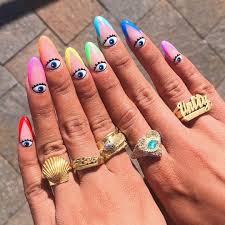 Pin By Keily Gomez On Nails Evil Eye Nails Festival Nails Swag Nails