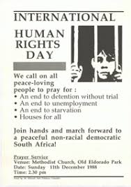 This holiday is to remind south africans of the human rights day was born out of the terrible events that happened in 21 march 1960 in sharpeville. International Human Rights Day South African History Online