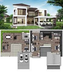 Our 2 story home plans come in so many different styles that it can be difficult to select only one. Four Bedroom Two Storey House And 2 Car Garage Architectural House Plans Model House Plan House Plans Mansion