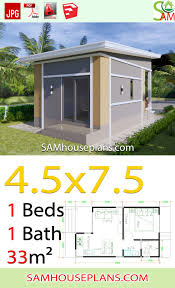 The best 1 bedroom cabin plans & house designs. Small House Plans 4 5x7 5 With One Bed Shed Roof Samhouseplans