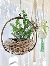Hanging Rattan And Cane Planter Basket Basket Planter Hanging Wicker Planter Basket Cane Ha Bamboo Planter Hanging Planters Indoor Diy Hanging Planter