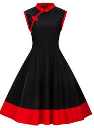 Women S Sheath Dress Sleeveless Black Red Color Block Bow Summer Stand Collar Plus Size Basic Vintage Daily Weekend Slim Black Red S M L Xl Xxl Xxxl Xxxxl 202 Vintage
