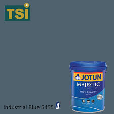 Navy and gray kitchen with torquay matte countertops. Jotun Majestic True Beauty Sheen 5455 Industrial Blue 1l