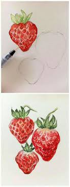 Simple And Beginner Friendly Watercolor Ideas Peintures Sur Toile De Fleurs Fraise Dessin Fruits Aquarelle