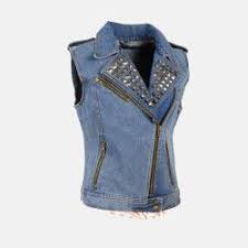 Women S Studded Spikes Denim Vest Bikers Gear Online Usa Womens Denim Vest Denim Women Denim Vest