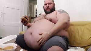 Superchubby SOC - fat guy eating a big burger & onion rings | xHamster
