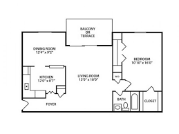 The floor plan is square, subdivided into two rectangles. One Bedroom Two Bedroom And Three Bedroom Apartment Floor Plans