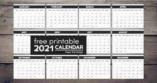 Free to download and print. 2021 Free Monthly Calendar Templates Paper Trail Design