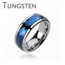 Blue Tungsten Spinner Multi Faceted Silver And Blue Tungsten Carbide Spinning Center Band Blue Steel Jewelry Featuring Stainless Steel Tungsten And Titani Blue Rings Rings For Men Black Rings