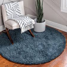 Marine Blue 6 7 X 6 7 Zermatt Shag Round Rug Rugs Com Blue Round Rug Round Rugs Unique Loom