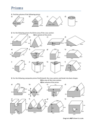 With a triangular prism, the bases are the parallel sides (where the triangles are). Volumes Of Prisms Worksheet Teaching Resources