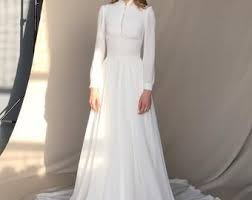 Modern Bishop Sleeve Wedding Dress Long Sleeve Wedding Dress Boho Bishop Sleeve Wedding Dress Etsy Long Sleeve Wedding Dress Boho Chiffon Wedding Gowns Simple Bridal Gowns