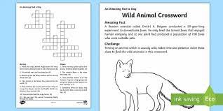 In south america, most people live. Animals Crossword Wildlife Nature Resource
