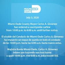 The curfew was announced at 4 p.m., four hours before it was set to. Miami Dade County On Twitter Reminder Curfew Still In Effect You Can Be Fined For Violating The Curfew Or Any Other Emergency Order Https T Co 8icmf8k8v0 Https T Co Jtia2ex7le