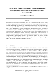 Hier finden sie übungen zur verbesserung ihrer grammatikkenntnisse. Pdf Vom Text Zur Ubung Kollokationen In Lesetexten Und Ihre Widerspiegelung In Ubungen Am Beispiel Von Daf Lehrwerken