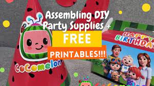 Download the zipped folder below of the cocomelon alphabet. Diy Cocomelon Party Supplies Free Cocomelon Printables Souvenir Box Cupcake Topper Party Hat Youtube