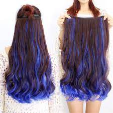 It can either be a strong and bright blue color, but you can also go for the softer pastel blue. Amazon Com Aimeely Women Long Curly 20 Inch Ombre One Piece Hair Extension Synthetic Clip In Hairpieces Dark Brown Blue Beauty Personal Care