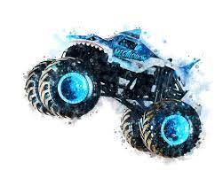 Monster Truck Set Of 4 Print Watercolor Poster Boys Kids Room Etsy Monster Trucks Monster Truck Art Truck Art