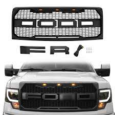 We are the original designer and manufacture of the raptor style grill light for 8 years now. Raptor Style Grill For F150 2009 2010 2011 2012 2013 2014 Front Grille For Ford With F R Letters And Three Bright Amber Led Lights Matte Black Buy Online In China At China Desertcart Com Productid 165170931