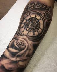 Clock Rose And Script Piece By Kevin Chen Kchen Chronicink Done At Chronic Ink Tattoo Toronto Canada Ink Tattoo Hand Tattoos For Guys Sleeve Tattoos