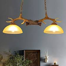 Deer Antler Chandelier Hanging Island 2 Lights Glass Shades Cabin Rustic Semi Flush Mount Fixture Ceiling Lighting For Kitchen Bedroom Bar Living Room Amazon Com