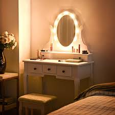 costway coiffeuse table de maquillage avec miroir tabouret table maquillage table de maquillage avec miroir set de coiffeuse