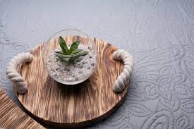 Wood Serving Tray Decorative Breakfast Tray Wooden Platter Ottoman Tray Coffee Table Tray Rustic Foo Serving Tray Wood Breakfast Tray Wooden Platters