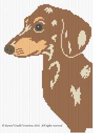 Crochet Patterns Dachshund Brown Dapple Dog Graph Afghan Pattern Chart