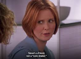 Ich schaue mir SATC nochmal an und Momente wie dieser lassen mich denken,  dass Miranda und Steve immer zum Scheitern verurteilt waren. Ich meine, das  war, nachdem Miranda gefragt wurde, wie viele