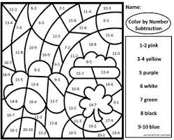 Color By Number Subtraction St Patrick S Day March Theme Pages Word Families St Patrick S Day Words Subtraction