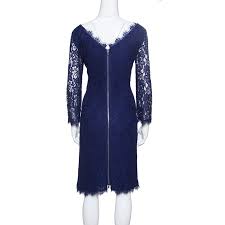 Diane Von Furstenberg Navy Blue Zarita Lace Dress M