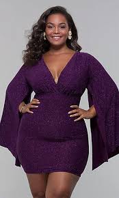 Plus Size Glitter Wedding Guest Dress With Sleeves Plus Size Party Dresses Fashion Curvy Girl Fashion