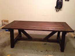 Ana White 4x4 Farmhouse Truss Beam Table Wholesteading Com Staining Furniture Stained Table Jacobean Stain