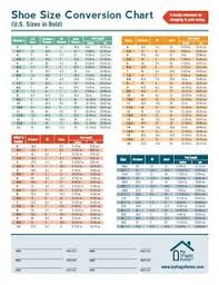 shoe size charts