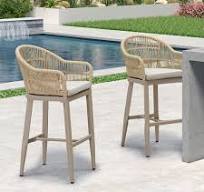 Amazon.com: PURPLE LEAF Outdoor Bar Height Stools Set of 2 Patio Metal  Modern Wicker Rattan Bar Chairs Woven Aluminum Barstools with Back and  Cushions ...
