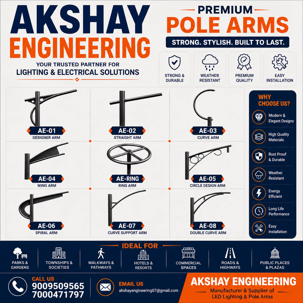 Street Pole Arms - Single Arms -Double Arms -Round Ring product image