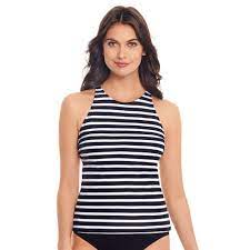 Women S Eco Beach High Neck Racerback Tankini Top Black And White Tankini High Neck Tankini Tankini Top