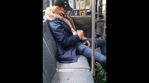 Jerking off in public on city bus with cumshot