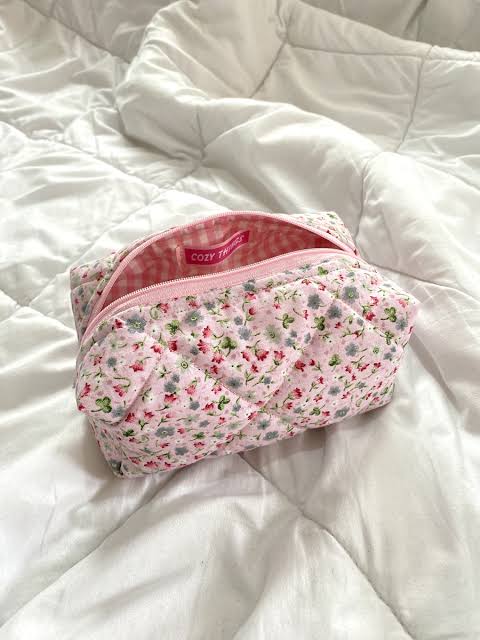 Pink Floral Makeup Bag, Cute Makeup Bag, Travel Bag, Quilted Cotton Cosmetic Bag | eBay