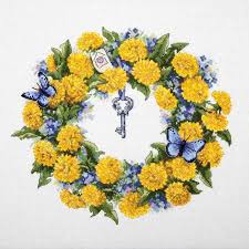 A color printer works best for this, so you can easily select colors. Dandelion Wreath Cross Stitch Kit By Merejka The Happy Cross Stitcher