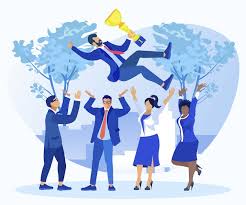 Поздравляем лидера команды с победой | Премиум векторы