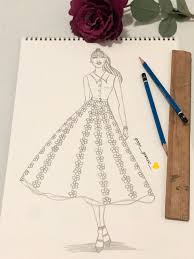 Flower Dress Pencil Sketch Flower Dresses Male Sketch