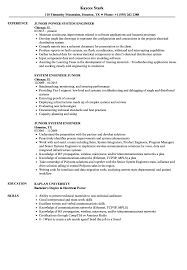 Junior System Engineer Resume Samples Velvet Jobs