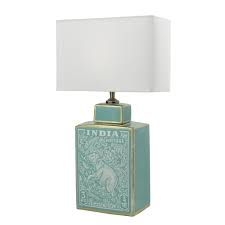 Ind4224 India Table Lamp Green Base Only The base is broad enough and does a great job of stabilizing the whole thing.