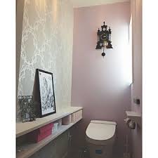 バス トイレ 一階トイレ タンクレストイレ シックにしたい ダマスク柄 などのインテリア実例 2016 12 06 09 04 13 roomclip ルームクリップ トイレ 壁紙 インテリア トイレ 壁紙 おしゃれ