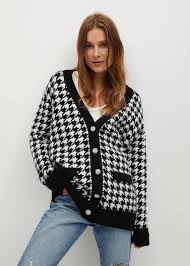 Long gilet ou cardigan court, boléro fin ajouré ou gros. Cardigan Pied De Poule Femme Mango France