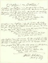 A Handwritten Copy Of Walt Whitman S Famous Poem Whitman Poems Walt Whitman Poems Walt Whitman