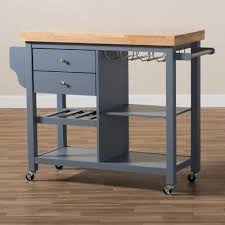 Sunderland Coastal And Farmhouse Natural Wood Kitchen Cart Gray Light Brown Baxton Studio Kitchen Cart Wood Kitchen Natural Wood Kitchen