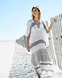 White Striped Beach Kaftan Coverups Swimwear Beach Kaftans Dresses Beachwear For Women Fashion Beach Kaftan
